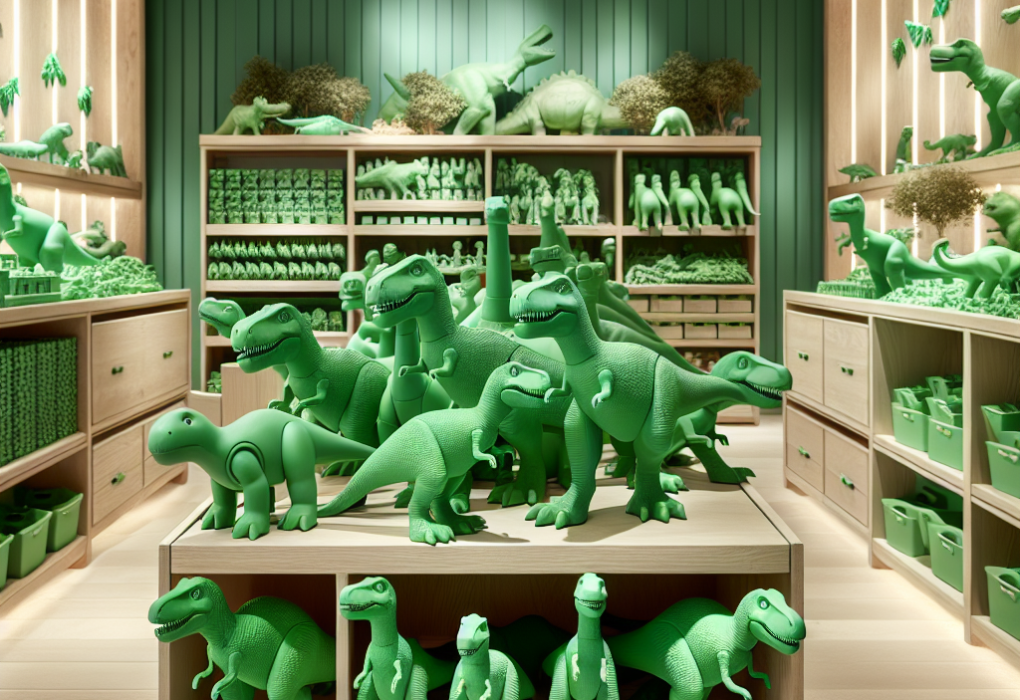 green rubber toys trexy der t-rex