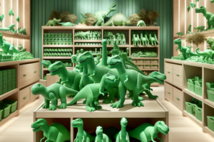 green rubber toys trexy der t-rex